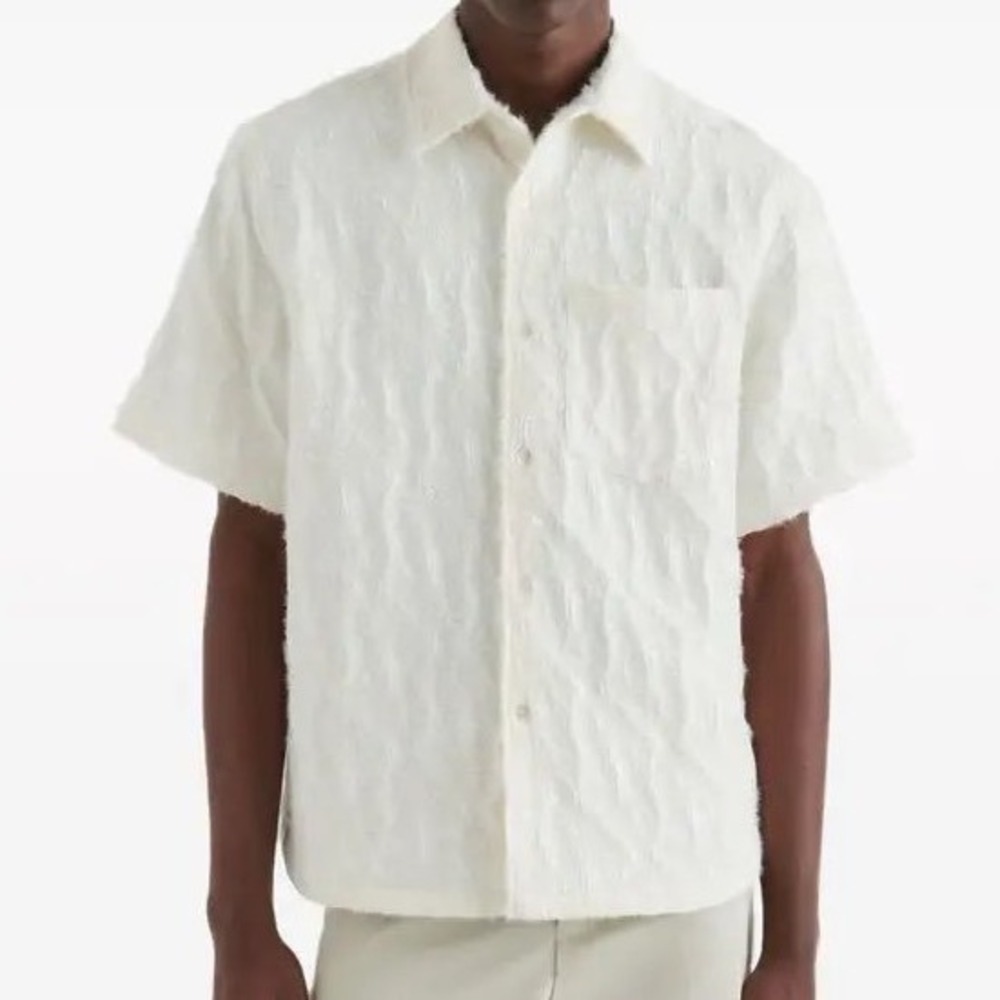 Axel Arigato Wade Bubble A Shirt Pearly White XS 170/84B Textured Button Up